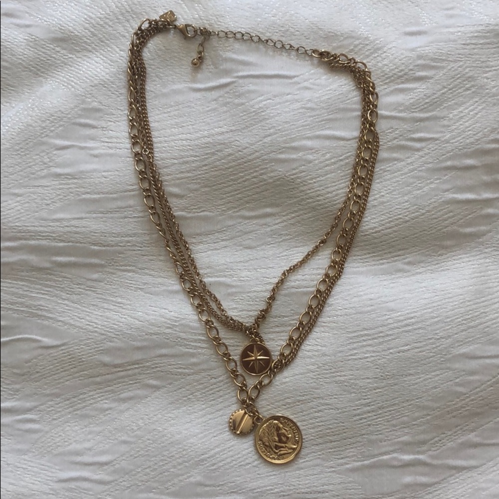 Gold color layered necklace